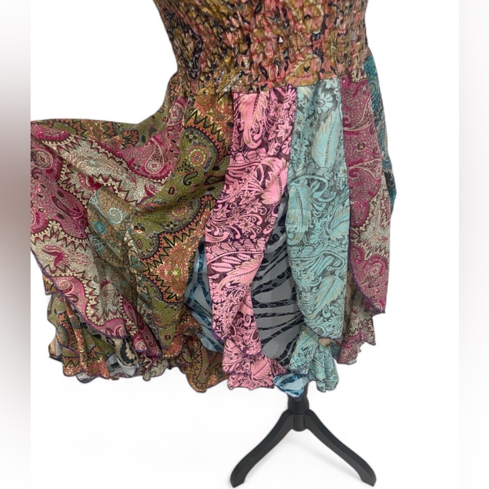 India Boutique Boho Patchwork Strapless Short Dre… - image 6